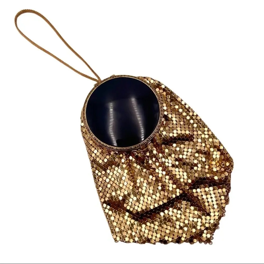 VINTAGE - 1920 Lipstick mini wristlet bag with mirror and compact powder holder